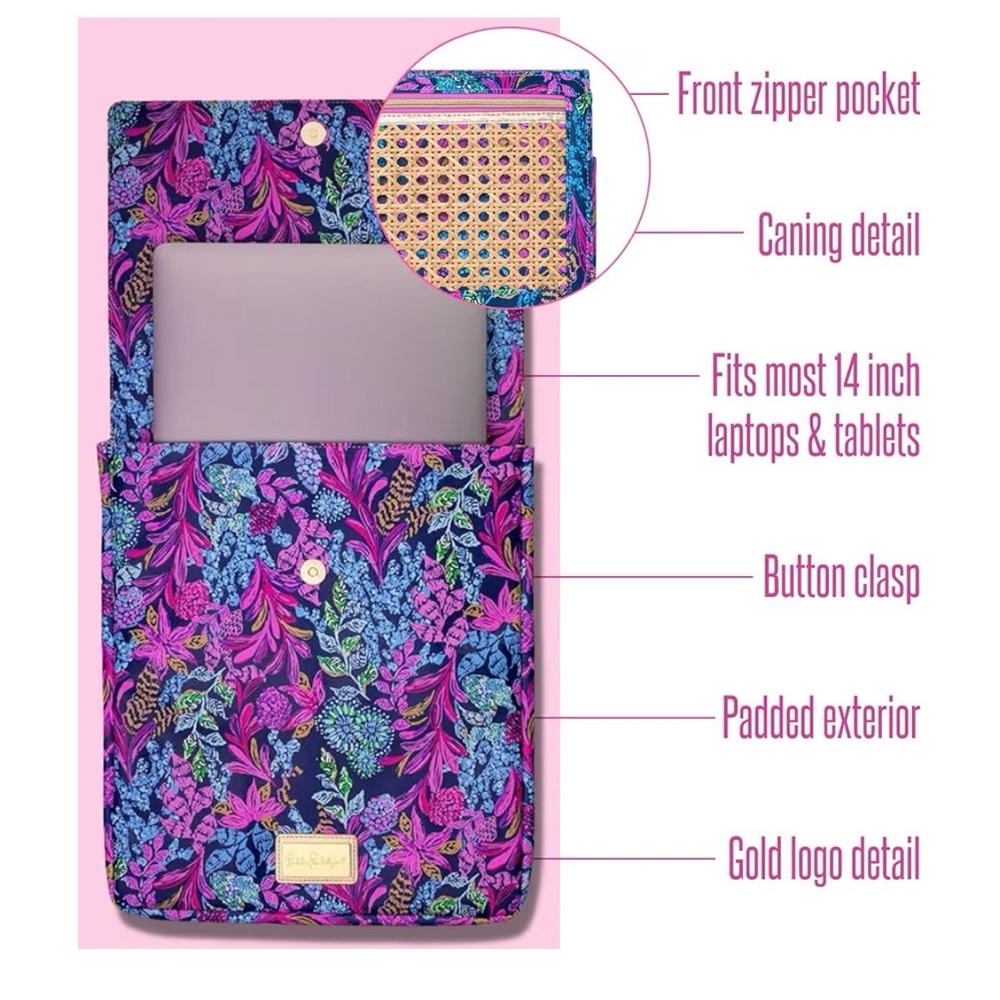 Lilly Pulitzer Padded Laptop Sleeve for 14" Computers & Tablets, Calypso Coast